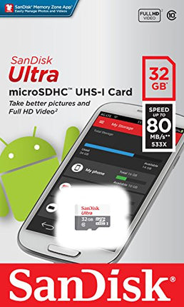 Buy SanDisk Ultra SDSQUNS-032G-GN3MN 32GB 80MB/s UHS-I Class 10 microSDHC Card in India India