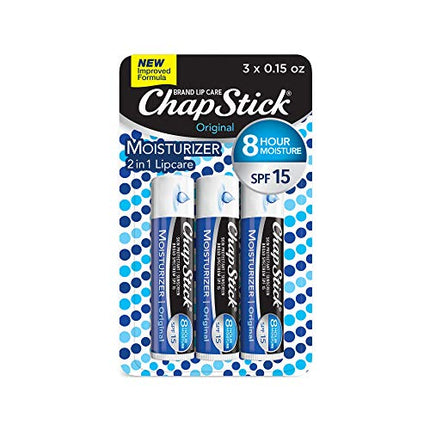 Buy ChapStick Moisturizer (Original Flavor, 0.15 Ounce, 3 Sticks) Lip Balm Tube, Skin Protectant, Lip Care, SPF 15 India