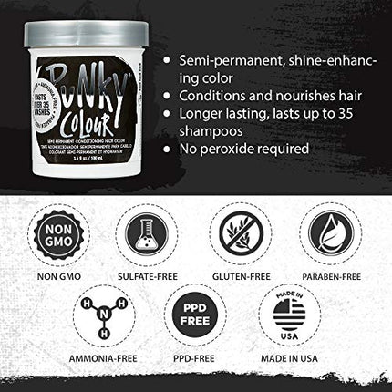 Punky Ebony Semi Permanent Conditioning Hair Color, Non-Damaging Hair Dye, Vegan, PPD and Paraben Free, Transforms to Vibrant Hair Color, Easy To Use and Apply Hair Tint, lasts up to 35 washes, 3.5oz