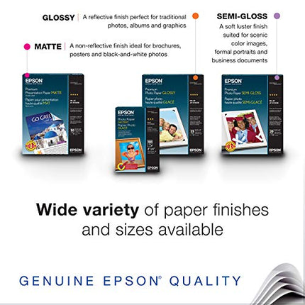 Epson S041727 Premium Photo Paper, 68 lbs., High-Gloss, 4 x 6 (Pack of 100 Sheets),White