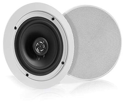 Pyle 5.25” Pair Bluetooth Flush Mount In-wall In-ceiling 2-Way Speaker System Quick Connections Changeable Round/Square Grill Polypropylene Cone & Polymer Tweeter Stereo Sound 150 Watt (PDICBT552RD) in India