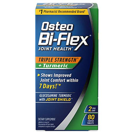 Osteo Bi-Flex Triple Strength Glucosamine with Turmeric, Joint Health Supplement, Coated Tablets, Original Version, 80 Count