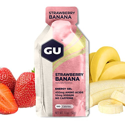 GU Energy Gels In Strawberry and Banana Naturally Flavor