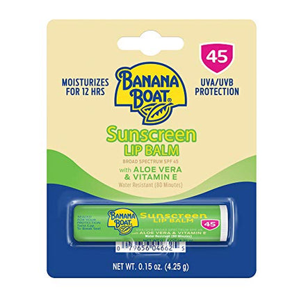 Banana Boat Sunscreen Lip Balm with Aloe Vera Lip Protection, Broad Protection SPF 45, 0.15 oz. in India