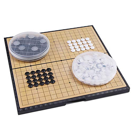 Magnetic Travel Go Board Go Game Board Set Portable Folding go Boards and Stones We Games Go Board with Bowls for Game of Go, Pente, Gomoku, Gobang 361 Stones