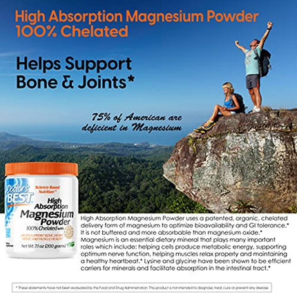 Doctor's Best High Absorption Magnesium Powder,White, 100% Chelated TRACCS, Not Buffered, Headaches, Sleep, Energy, Leg Cramps. Non-GMO, Vegan, Gluten Free, 200G, 7.1 Ounce (Pack of 1) in India