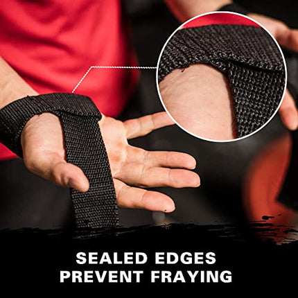 Harbinger Padded Cotton Lifting Straps with NeoTek Cushioned Wrist (Pair), Black , 5 mm