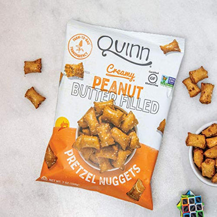 Quinn Peanut Butter Filled Pretzel Nuggets, Gluten Free, Non-GMO, 7 oz Bag (4 count)