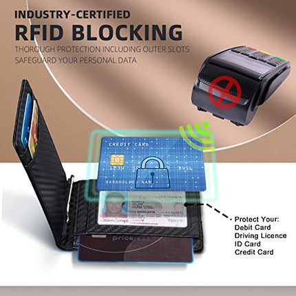RUNBOX Mens Wallets, Minimalist Slim Wallet for Men Money Clip Bifold RFID Blocking ID Window Slot Front Pocket Leather Credit Card Holder Gift Box