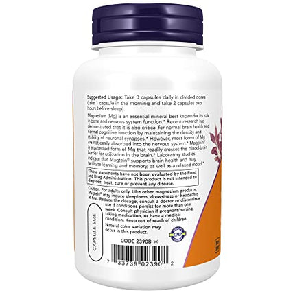 Buy NOW Supplements, Magtein with patented form of Magnesium (Mg), Cognitive Support*, 90 Veg Capsules India