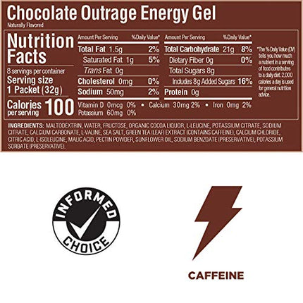Nutrition Facts of Chocolate flavored GU Energy Gels