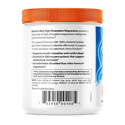 Doctor's Best High Absorption Magnesium Powder,White, 100% Chelated TRACCS, Not Buffered, Headaches, Sleep, Energy, Leg Cramps. Non-GMO, Vegan, Gluten Free, 200G, 7.1 Ounce (Pack of 1) in India