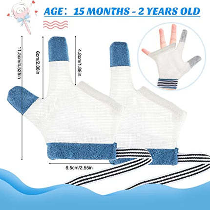 2 Pairs Baby Stop Thumb Sucking Finger Guard Kid Infant Stop Thumb Sucking Kit Soft Mesh Fabric Stop Sucking Glove No Scratch Breathable Finger Thumb Protector (for 15 Months to 1 Years Old) in India
