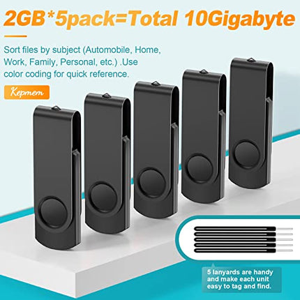 buy 2GB Thumb Drive Bulk Pack of 5 USB 2.0 Flash Drives Value Black Pendrive 2 GB Portable Keychain Zip in India