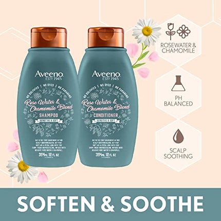 Aveeno Rose Water & Chamomile Blend Sulfate-Free Shampoo with Colloidal Oat for Dry & Sensitive Scalp, Gentle Cleansing Shampoo for Fine, Fragile Hair, Paraben & Dye-Free, 12 Fl Oz in India