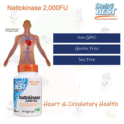 Doctor's Best Nattokinase - 2, 000 FU of Enzyme, Supports Heart Health And Circulatory And Normal Blood Flow, Non-GMO, Gluten Free, Vegan, 90 VC (DRB-00125) in India