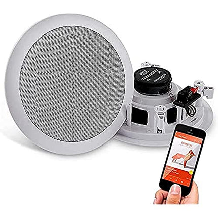 Pyle 6.5” Pair Bluetooth Flush Mount In-wall In-ceiling 2-Way Speaker System Quick Connections Changeable Round/Square Grill Polypropylene Cone & Polymer Tweeter Stereo Sound 150 Watt (PDICBT552RD)