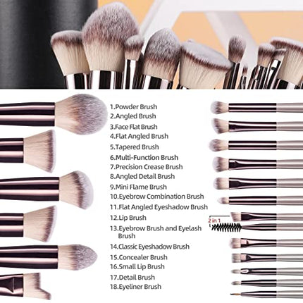 BS-MALL Makeup Brush Set 18 Pcs Premium Synthetic Foundation Powder Concealers Eye shadows Blush Makeup Brushes with black case (A-Champagne) in India