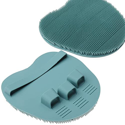 2 Pack Soft Silicone Shower Brush, Body & Face & Short Hair Wash, Bath Exfoliating Skin Massage Scrubber, Dry Skin Brushing Glove Loofah, Fit for Sensitive and All Kinds of Skin (PeonyPink+Green) in India