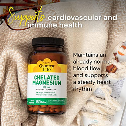 Buy Country Life - Chelated Magnesium, 250 mg, 180 Tablets India