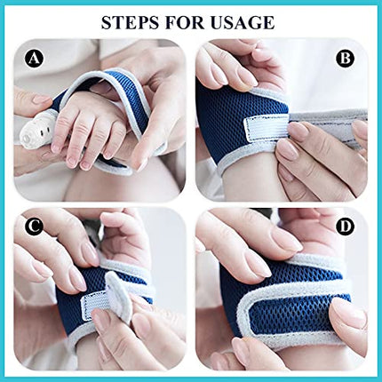 2 Pieces Silicone Toddler Baby Finger Guard with Breathable Wrist Band Thumb Kit to Prevent Children from Sucking Fingers (Blue) in India
