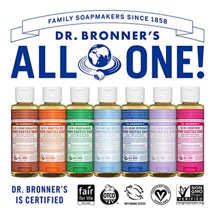 Dr. Bronners - Pure-Castile Liquid Soap (Baby Unscented, 4 Ounce) - Made with Organic Oils, 18-in-1 Uses: Face, Hair, Laundry, Dishes, For Sensitive Skin, Babies, No Added Fragrance, Vegan, Non-GMO in India