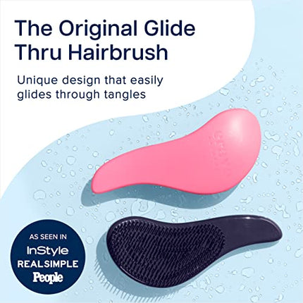 Crave Naturals Glide Thru Detangling Brush for Adults & Kids Hair. Detangler Hairbrush for Natural, Curly, Straight, Wet or Dry Hair. Hair Brushes for Women. Styling Brush (Pink)