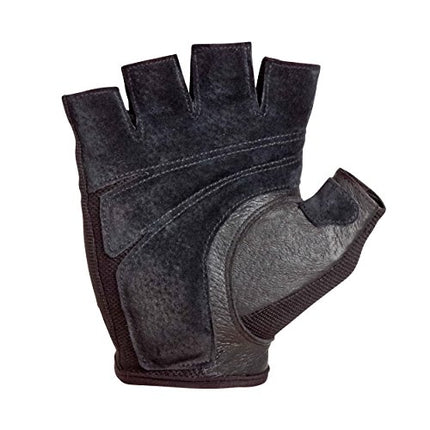 Harbinger Power Non-Wristwrap Workout Weightlifting Gloves with StretchBack Mesh and Leather Palm (Pair) Black Large Large (Fits 8 - 8.5 Inches)