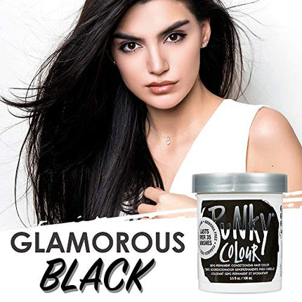 Punky Ebony Semi Permanent Conditioning Hair Color, Non-Damaging Hair Dye, Vegan, PPD and Paraben Free, Transforms to Vibrant Hair Color, Easy To Use and Apply Hair Tint, lasts up to 35 washes, 3.5oz