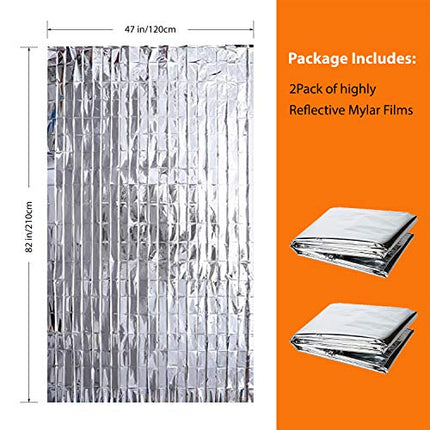 NAVADEAL 2 Pack Silver Highly Reflective Mylar Films, 82x 47Inch, Metallized Foil Covering Sheet, Garden Greenhouse Farming, Increase Plant Growth Save Power, Reduce Uneven Heat Environment Safe