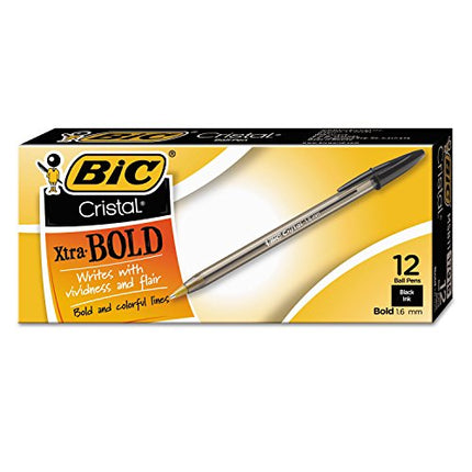 Buy Bic Msb11bk Cristal Xtra Bold Ballpoint Stick Pen, Black Ink, 1.6Mm, Bold, Dozen India