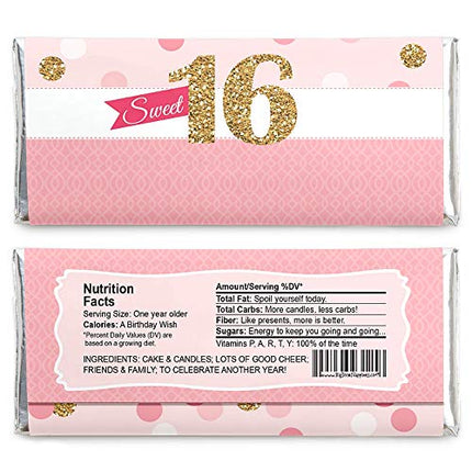 Buy Big Dot of Happiness Sweet 16 - Candy Bar Wrappers 16th Birthday Party Favors - Set of 24 India