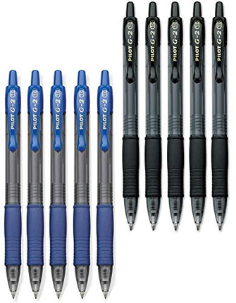 Buy Pilot G2 pens retractable Gel Roller ballpoint Bold pt 1.0 Black & Blue Bundle, (Total 10 COUNT) India