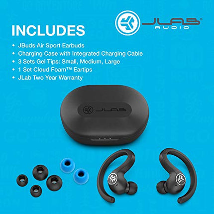 buy JLab JBuds Air Sport True Wireless Bluetooth Earbuds + Charging Case | Black | IP66 Sweat Resistance in India