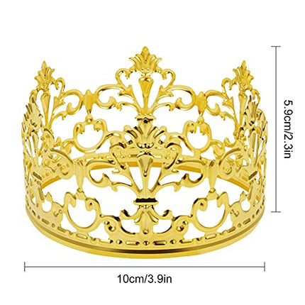 CREPUSCOLO Crown Cake Topper, Vintage Tiara Crown Cake Topper Baby Shower Birthday Cake Decoration Small Baby Crown for Boys & Girls, Metal (Gold)