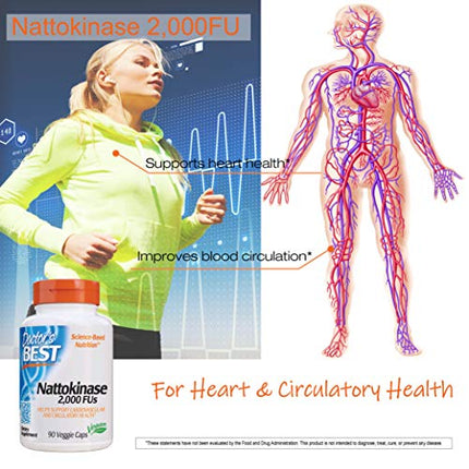 Doctor's Best Nattokinase - 2, 000 FU of Enzyme, Supports Heart Health And Circulatory And Normal Blood Flow, Non-GMO, Gluten Free, Vegan, 90 VC (DRB-00125) in India