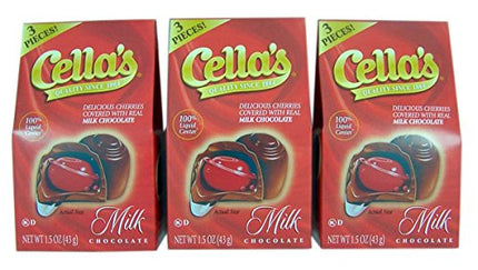 Cella's Milk Chocolate Covered Cherries Mini Box, 1.5 oz, Pack of 3