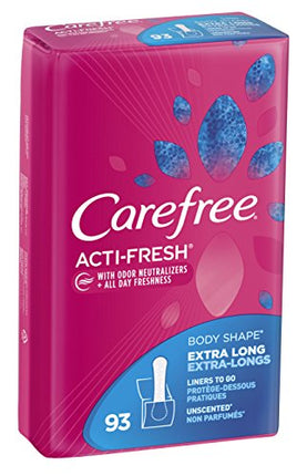 Buy Carefree Acti-Fresh Body Shape Pantiliners Extra Long Unscented - 93 CT India