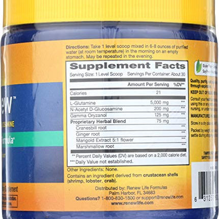 Supplement facts of Renew Life Digestive Powder