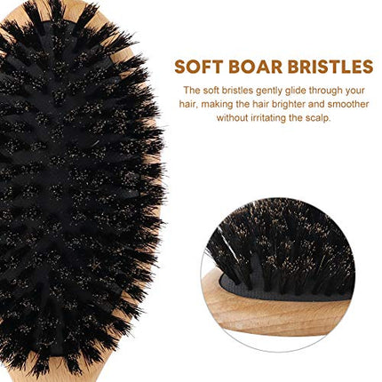 BLACK EGG Boar Bristle Hair Brush for Women Men Kid, Soft Natural Bristles Brush for Thin and Fine Hair, Restore Shine and Texture, Set includes Bamboo comb and 3 hair ties in India