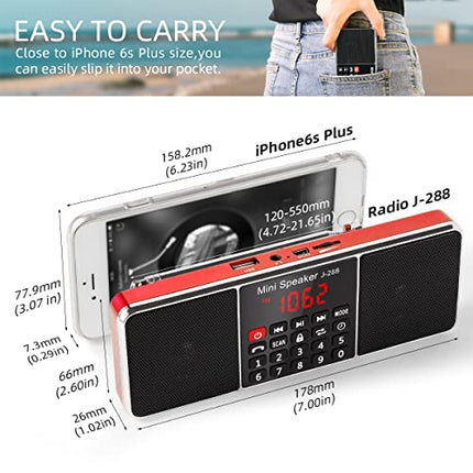Buy PRUNUS J-288 Portable Radio AM FM Radio with Bluetooth Speaker, Sleep Timer, Power-Saving Display in India