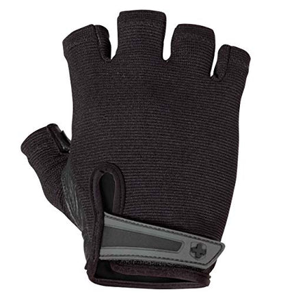 Harbinger Power Non-Wristwrap Workout Weightlifting Gloves with StretchBack Mesh and Leather Palm (Pair) Black Large Large (Fits 8 - 8.5 Inches)
