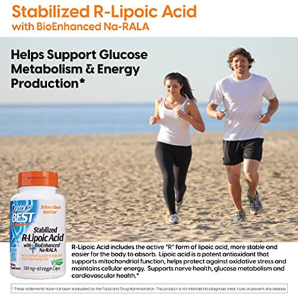 Doctor's Best Stabilized R-Lipoic Acid with BioEnhanced Na-RALA, 100 mg, 60 Veggie Caps