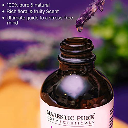 MAJESTIC PURE Lavender Essential Oil with Therapeutic Grade, for Aromatherapy, Massage and Topical uses, 4 fl oz