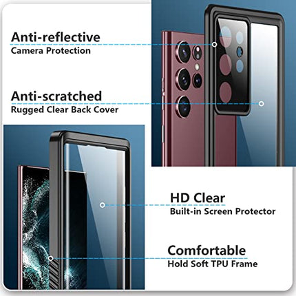 SPIDERCASE for Samsung Galaxy S22 Ultra Case, Waterproof Built-in Screen Protector Full Protection Heavy Duty Shockproof Anti-Scratched Rugged Case for Galaxy S22 Ultra 5G 6.8'' 2022 (Black) in India