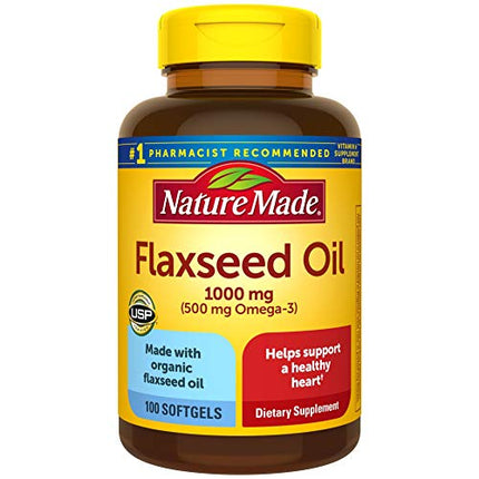 Buy Nature Made Flaxseed Oil 1000 mg, Dietary Supplement for Heart Health Support, 100 Softgels in India India