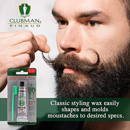 Clubman Moustache Wax with Brush Comb - Neutral 14g in India