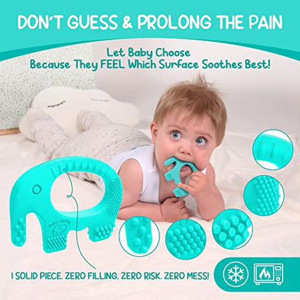 BABY ELEFUN Teething Toy Ring, Effective & Easy to Hold BPA Free Silicone Elephant Teethers with Gift Package, Teether Rings Toys Best for Babies 0-6, 6-12 Months, Infant Boys & Girls, Baby Shower in India