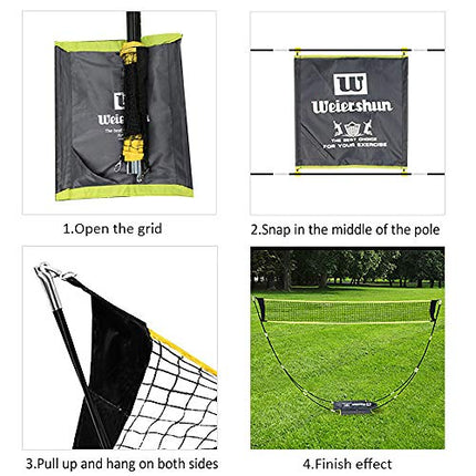KIKILIVE Weiershun Portable Badminton Net with Stand Carry Bag, Folding Volleyball Tennis Badminton Net – Easy Setup for for Outdoor/Indoor Court, Backyard, No Tools or Stakes Required