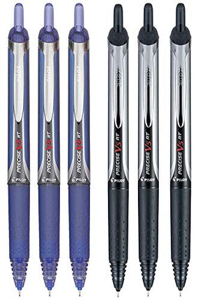 Buy Pilot Precise V5 RT Retractable Rolling Ball Pens, Extra Fine Point, 3 Black & 3 Blue, (6 Pens) India